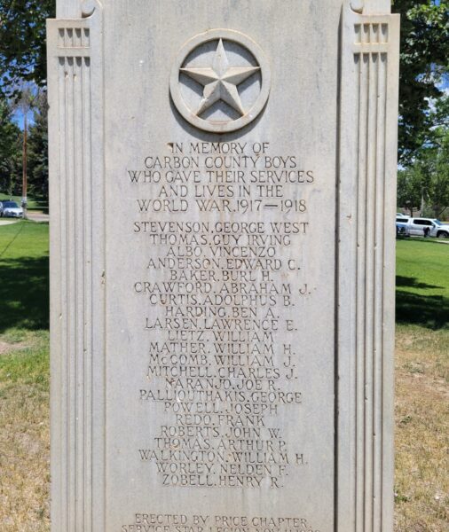 CARBON COUNTY WORLD WAR MEMORIAL CLOSE-UP