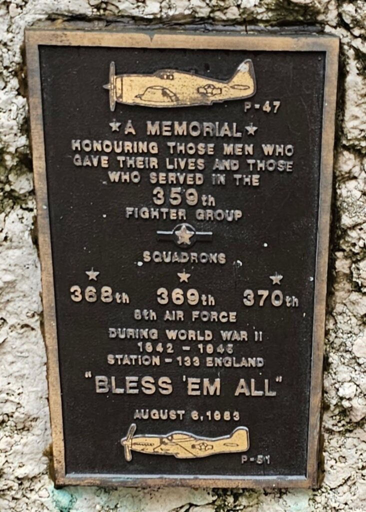 359TH FIGHTER GROUP 8TH AIR FORCE WAR MEMORIAL PLAQUE