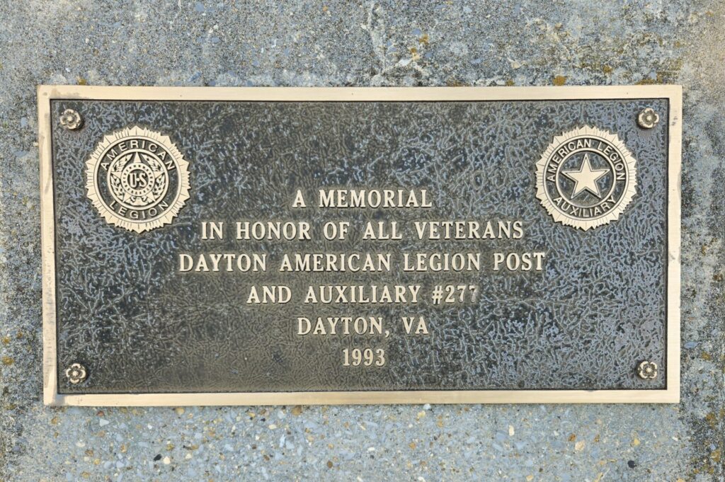 DAYTON AMERICAN LEGION POST ALL VETERANS MEMORIAL FLAGPOLE PLAQUE