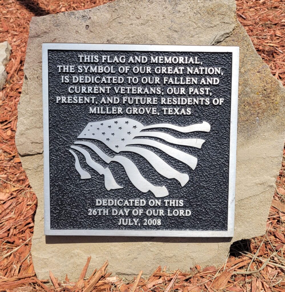MILLER GROVE ALL VETERANS MEMORIAL FLAG PLAQUE