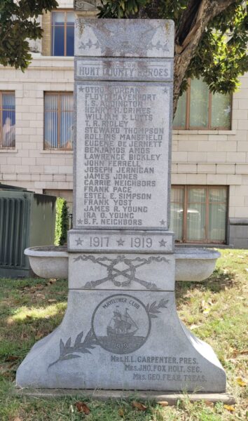 TO OUR HUNT COUNTY HEROES WORLD WAR MEMORIAL FRONT
