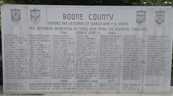 BOONE COUNTY WORLD WAR II & KOREAN WAR MEMORIAL