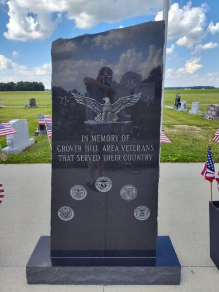 GROVER HILL AREA VETERANS MEMORIAL FRONT