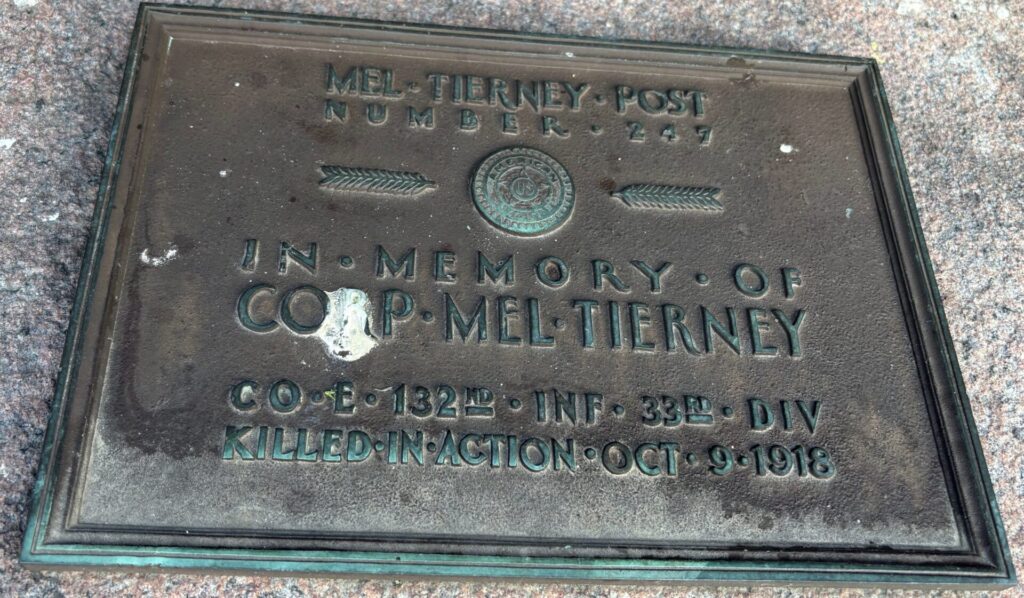 CORP. MEL TIERNEY WAR MEMORIAL PLAQUE