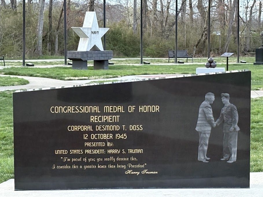 CORPORAL DESMONG T. DOSS MEDAL OF HONOR WAR MEMORIAL LEFT STONE