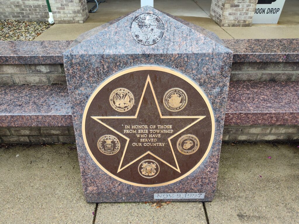 ERIE TOWNSHIP VETERANS MEMORIAL PLAQUE