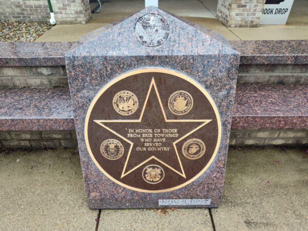 ERIE TOWNSHIP VETERANS MEMORIAL PLAQUE