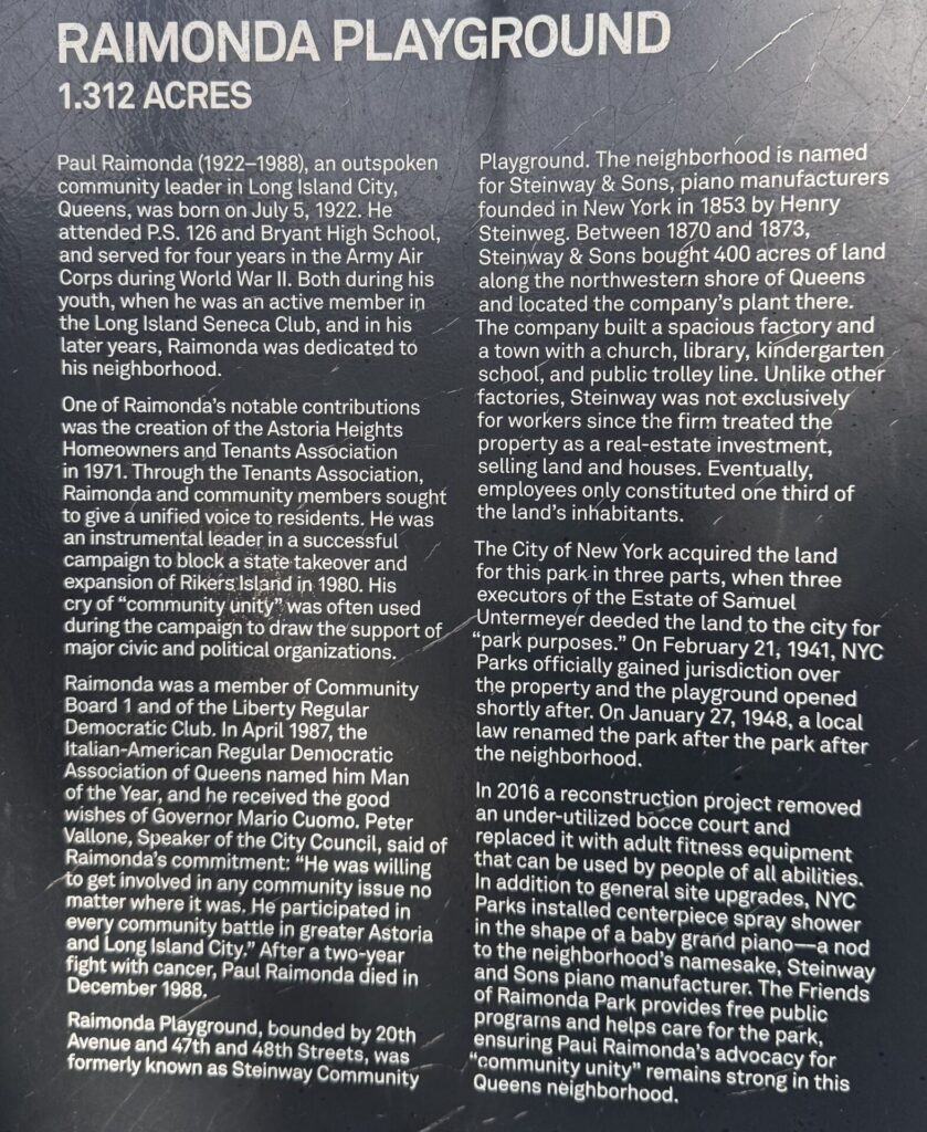 RAIMONDA PLAYGROUND WAR MEMORIAL PLAQUE