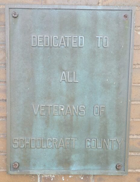 SCHOOLCRAFT COUNTY VETERANS MEMORIAL CANNON PLAQUE