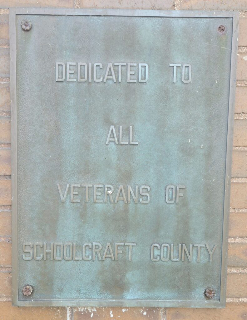 SCHOOLCRAFT COUNTY VETERANS MEMORIAL CANNON PLAQUE
