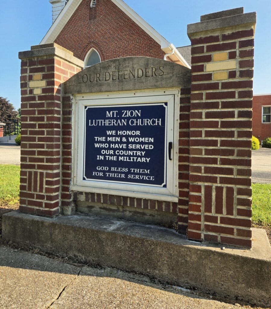 MT. ZION LUTHERAN CHURCH OUR DEFENDERS MEMORIAL
