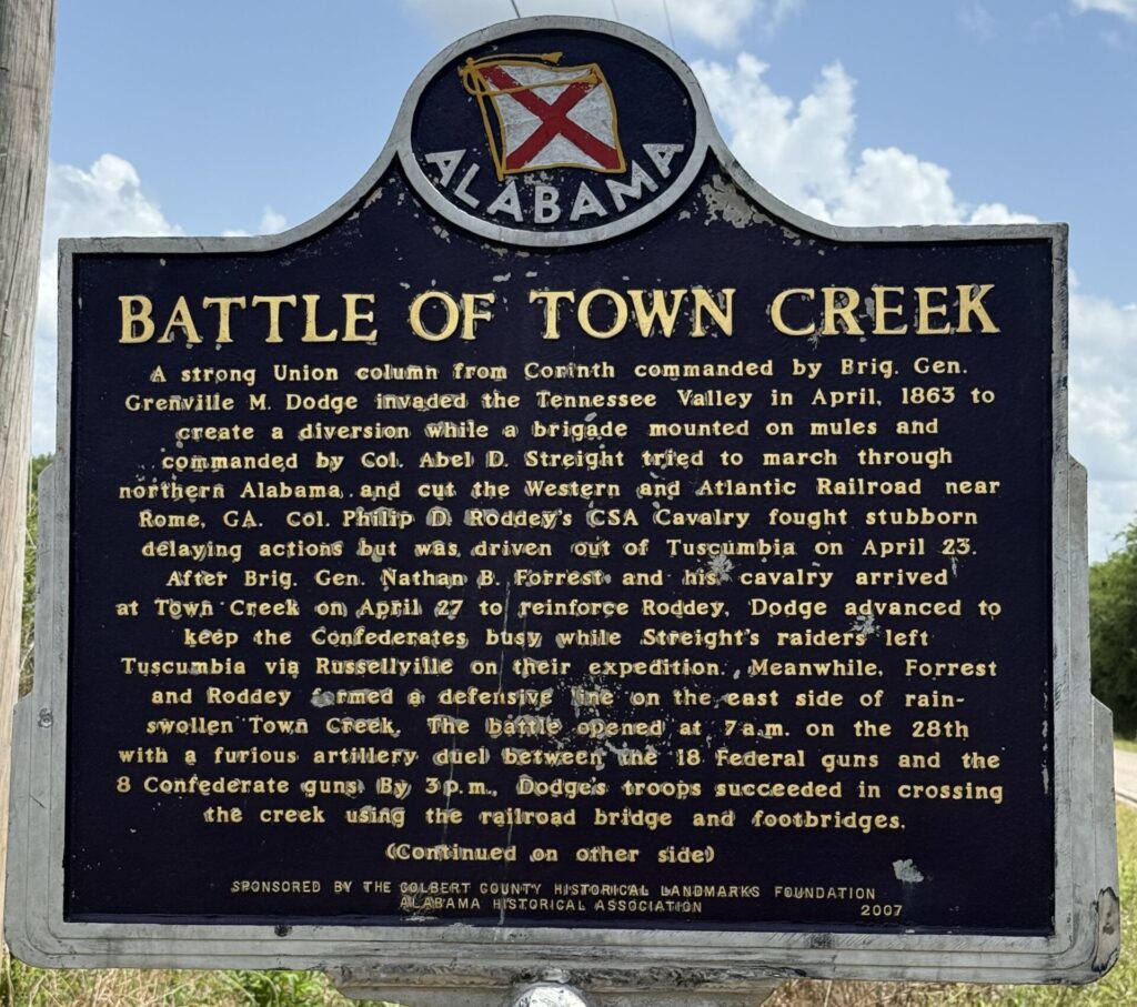 BATTLE OF TOWN CREEK WAR MEMORIAL MARKER FRONT