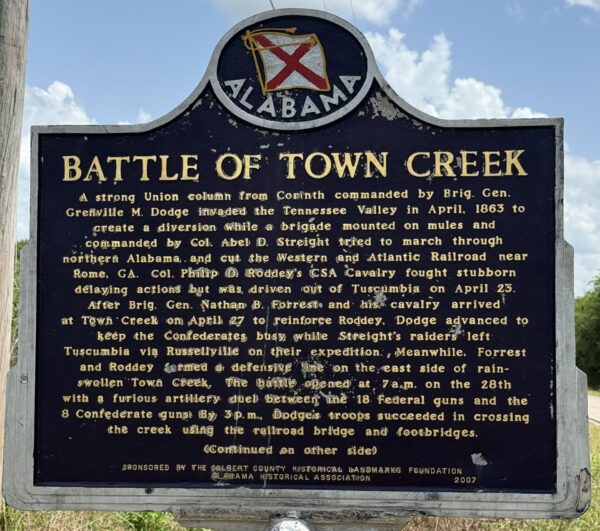 BATTLE OF TOWN CREEK WAR MEMORIAL MARKER FRONT