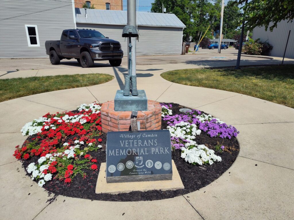 VILLAGE OF CAMDEN VETERANS MEMORIAL PARK FLAGPOLE STONE