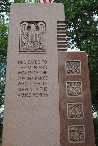 CUYUNA RANGE ARMED FORCES MEMORIAL CLOSE-UP