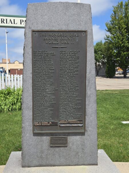 THE HONORED DEAD BARNES COUNTY WORLD WAR II MEMORIAL