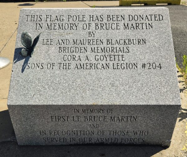 FIRST LT. BRUCE MARTIN MEMORIAL FLAGPOLE STONE