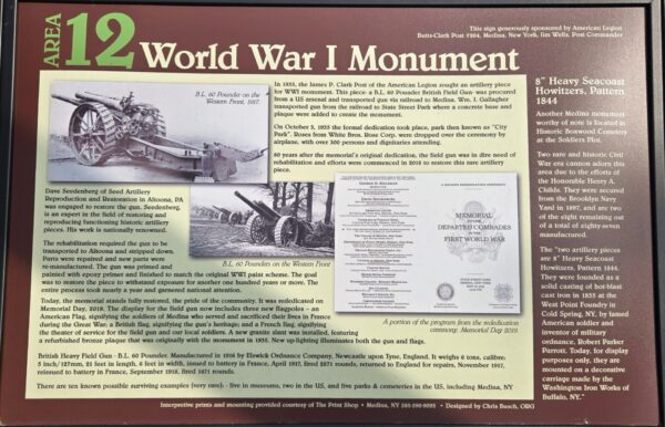 AREA 12 WORLD WAR I MONUMENT PANEL