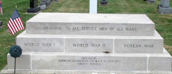 COLLEGE CORNER CEMETERY ALL WAR VETERANS MEMORIAL FLAGPOLE STONE