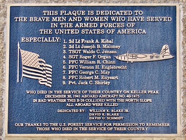B-26 NO. 40-1475 WAR MEMORIAL PLAQUE