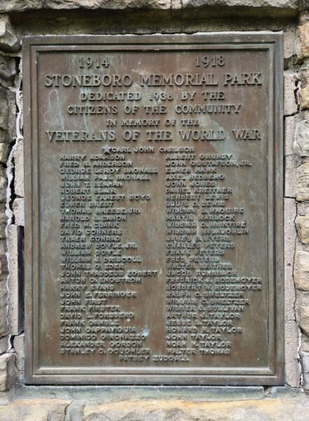 STONEBORO MEMORIAL PARK PLAQUE