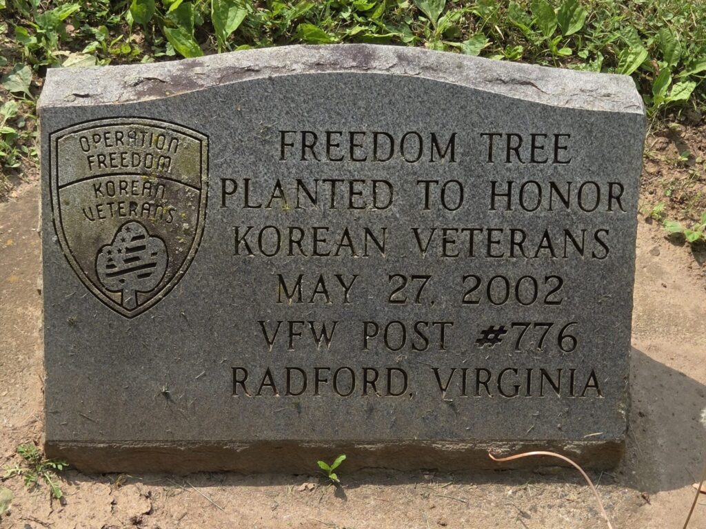 FREEDOM TREE TO HONOR KOREAN VETERANS MEMORIAL STONE