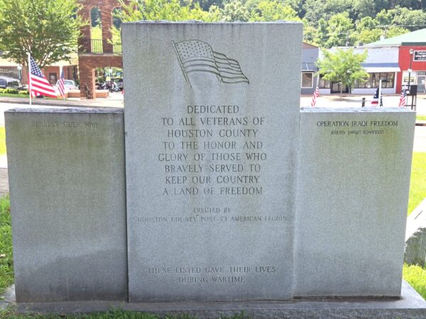 DEDICATED TO ALL VETERANS OF HOUSTON COUNTY WAR MEMORIAL BACK