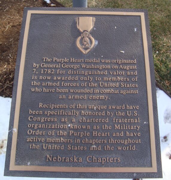 OGALLALA PURPLE HEART WAR MEMORIAL PLAQUE