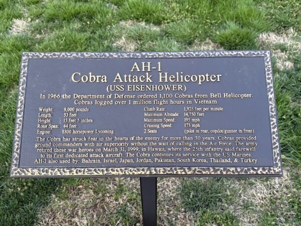 AH-1 COBRA ATTACK HELICOPTER (USS EISENHOWER) WAR MEMORIAL PLAQUE