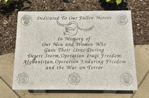 DEDICATED TO OUR FALLEN HEROES WAR MEMORIAL TABLET