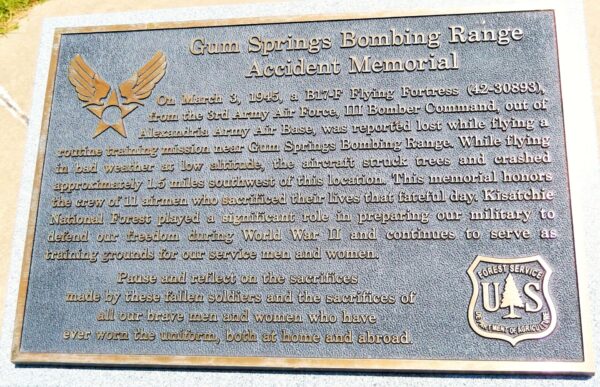 GUM SPRINGS BOMBING RANGE ACCIDENT MEMORIAL PLAQUE A
