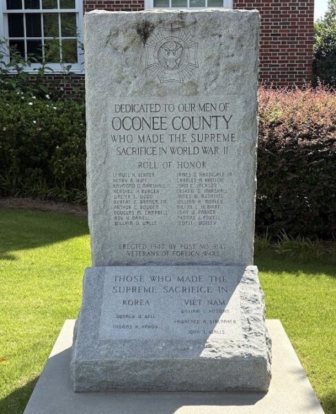 OCONEE COUNTY SUPREME SACRIFICE WORLD WAR II MEMORIAL