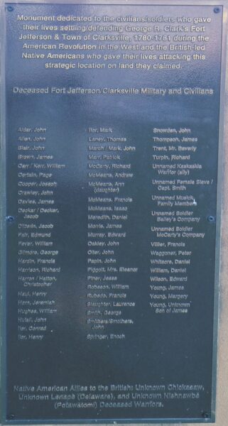 FT. JEFFERSON & TOWN OF CLARKSVILLE REVOLUTIONARY WAR MEMORIAL PLAQUE