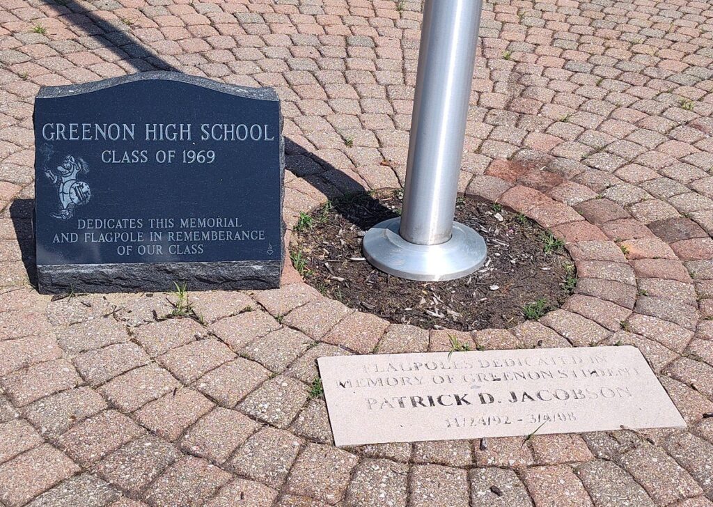 GREENON HIGH SCHOOL CLASS OF 1969 MEMORIAL FLAGPOLE STONES