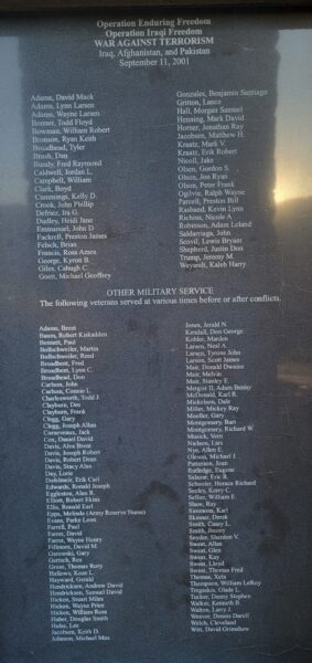 WASATCH COUNTY MEMORIAL HILL VETERANS MONUMENT PLAQUE L