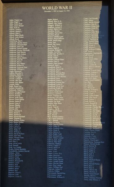 WASATCH COUNTY MEMORIAL HILL VETERANS MONUMENT PLAQUE E