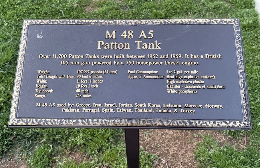 M 48 A5 PATTON TANK MEMORIAL PLAQUE