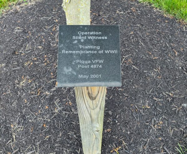 VFW POST 4874 OPERATION SILENT WITNESS WAR MEMORIAL TREE PLAQUE