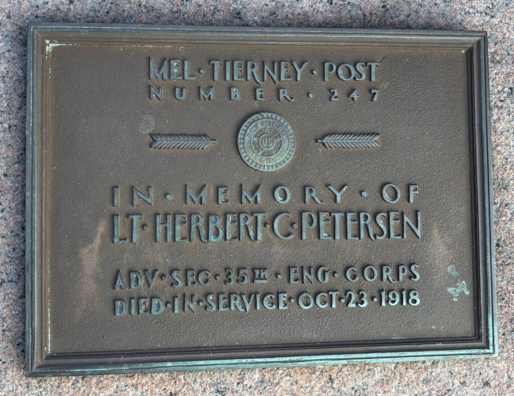 LT. HERBERT C. PETERSEN WAR MEMORIAL PLAQUE
