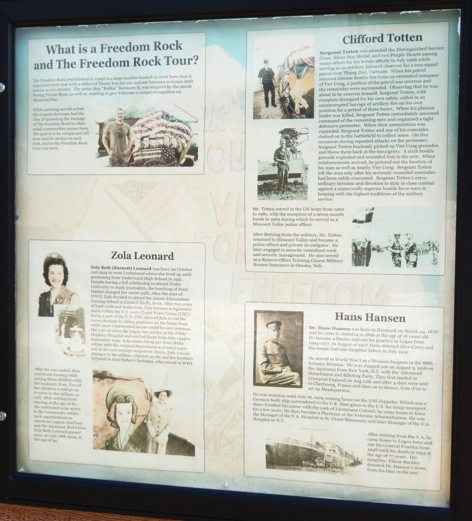 MISSOURI VALLEY FREEDOM ROCK VETERANS MEMORIAL PLAQUE A