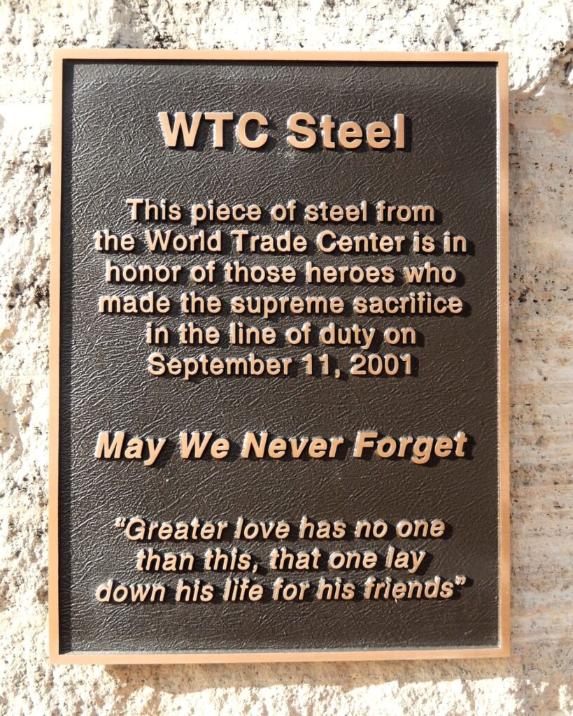 WTC STEEL MEMORIAL PLAQUE