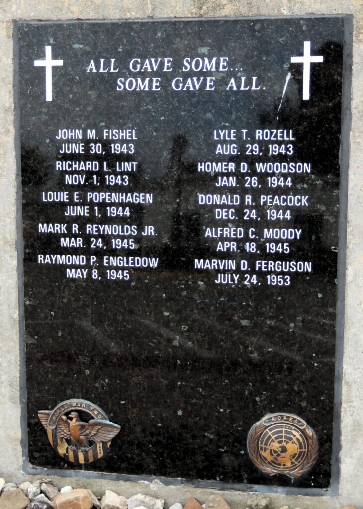 SHELLSBURG ALL GAVE SOME…SOME GAVE ALL WAR MEMORIAL PLAQUE