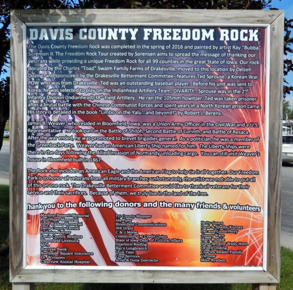 DAVIS COUNTY FREEDOM ROCK VETERANS MEMORIAL PLAQUE
