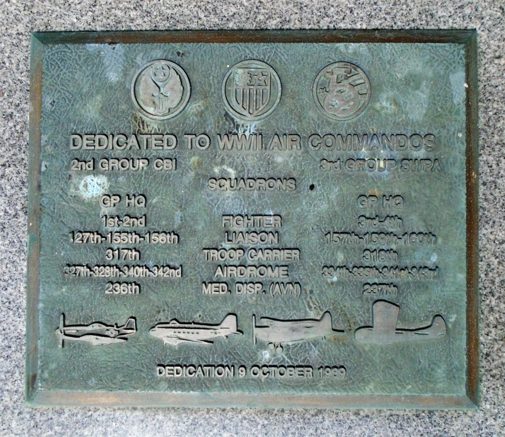 WWII AIR COMMANDOS WAR MEMORIAL PLAQUE DAYTON