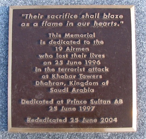 KHOBAR TOWERS MEMORIAL PLAQUE