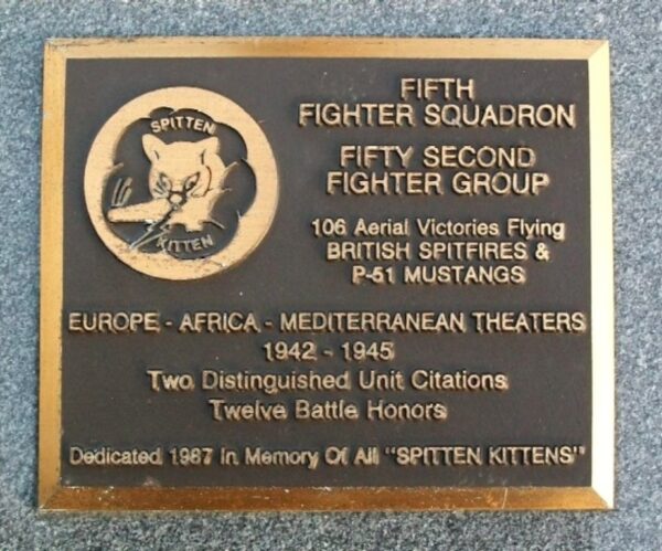 FIFTH FIGHTER SQUADRON WAR MEMORIAL PLAQUE