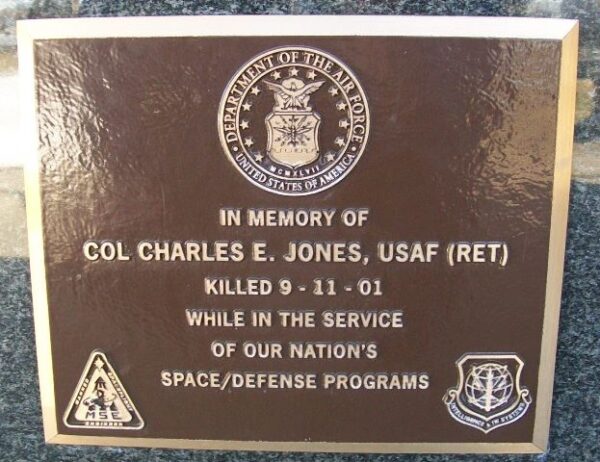 COL CHARLES E. JONES, USAF (RET) WAR MEMORIAL PLAQUE
