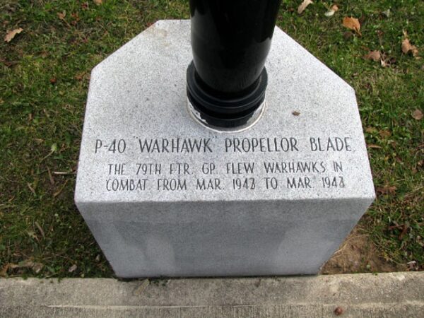 79TH FIGHTER GROUP WAR MEMORIAL P-40 PROPELLER STONE