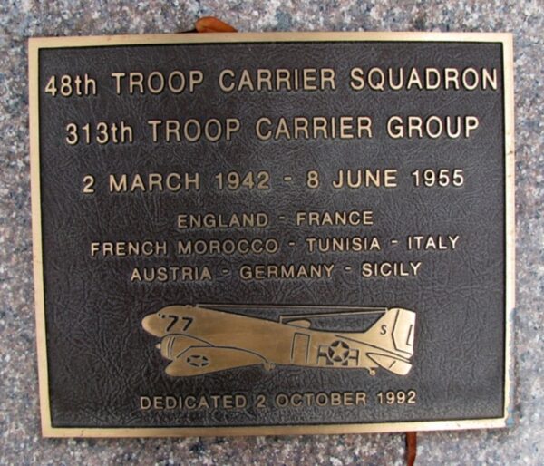 48TH TROOP CARRIER SQUADRON WAR MEMORIAL PLAQUE