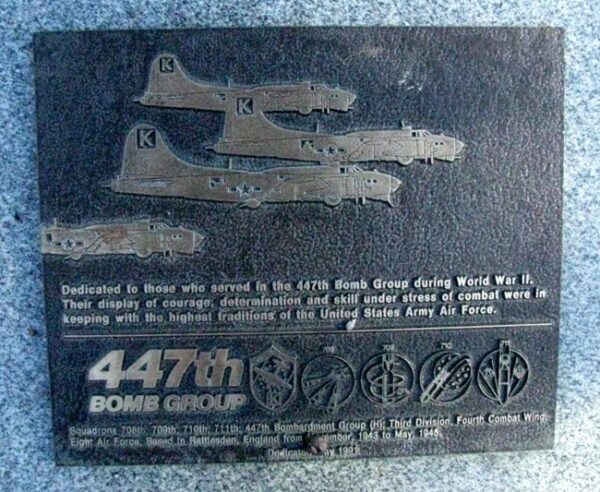 447TH BOMB GROUP WAR MEMORIAL PLAQUE DAYTON